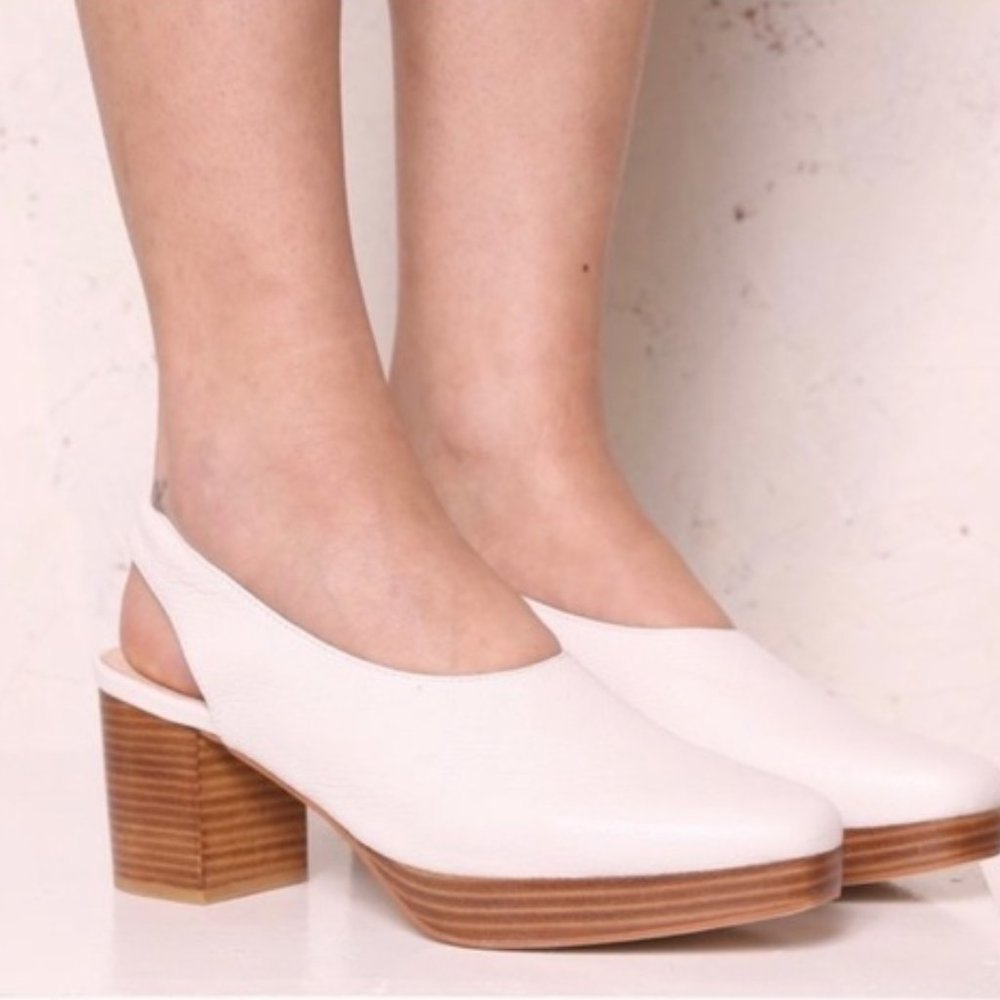 White Intentionally Blank Lotus Pumps